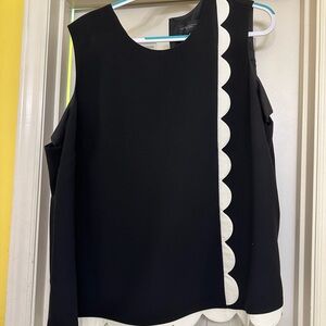 Victoria Beckham for Target Black and Gold Asymmetrical Sleeveless Blouse